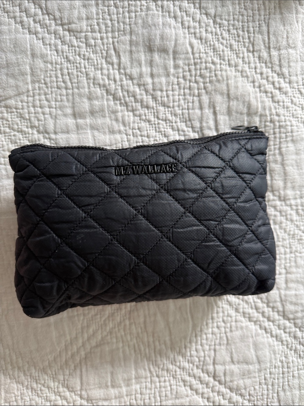 MZ Wallace Black Quilted Nylon Double Zip Cosmetic Pouch Medium Size - Picture 4 of 12